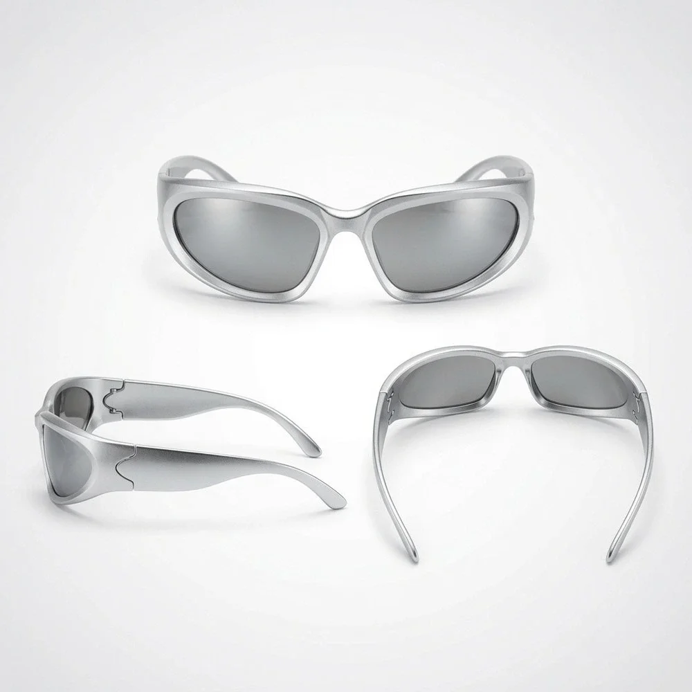 Silver Sunglasses Mirrored Shield Eyewear Women Safety Shield Uv400 Luxury Sport